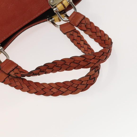 GUCCI Bamboo Tote Bag Leather Orange Gold 232947 Auth 129392