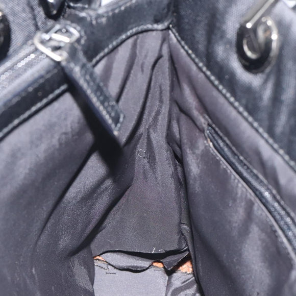 GUCCI Bamboo Hand Bag Canvas Black Silver 002 1016 Auth 129394