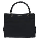 GUCCI Bamboo Hand Bag Canvas Black Silver 002 1016 Auth 129394-2