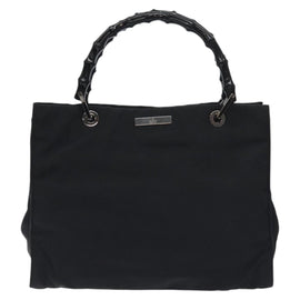 GUCCI Bamboo Hand Bag Canvas Black Silver 002 1016 Auth 129394 - 0