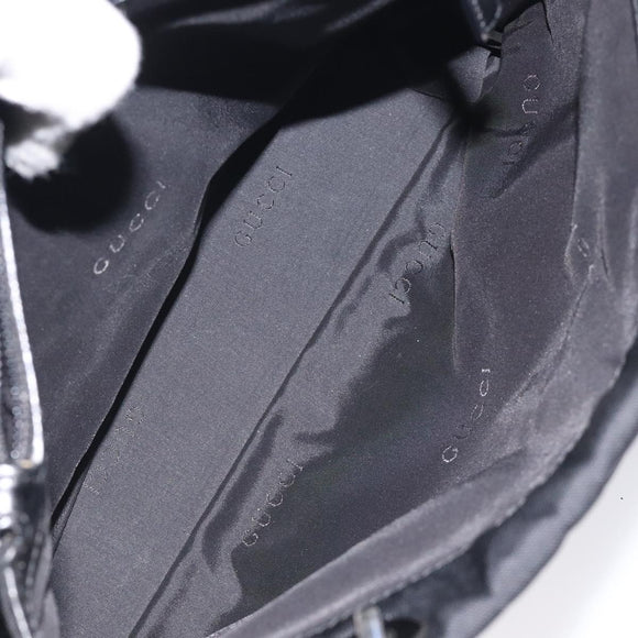 GUCCI Bamboo Hand Bag Canvas Black Silver 002 1016 Auth 129394