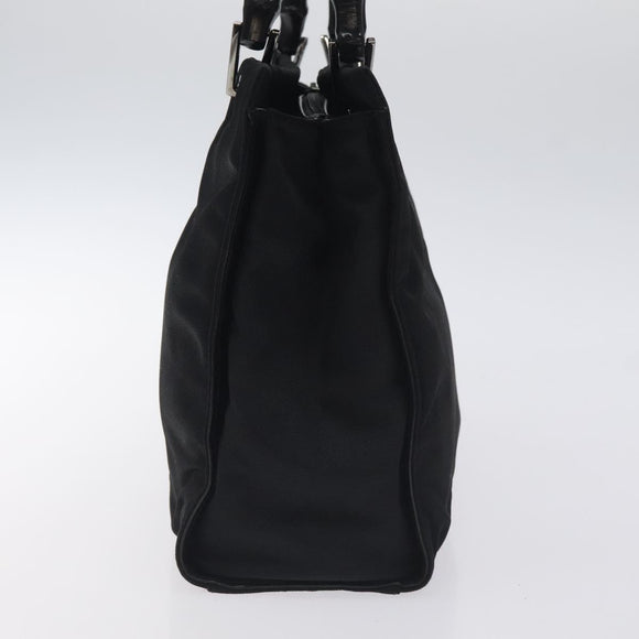 GUCCI Bamboo Hand Bag Canvas Black Silver 002 1016 Auth 129394