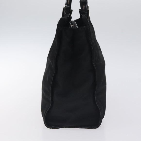 GUCCI Bamboo Hand Bag Canvas Black Silver 002 1016 Auth 129394