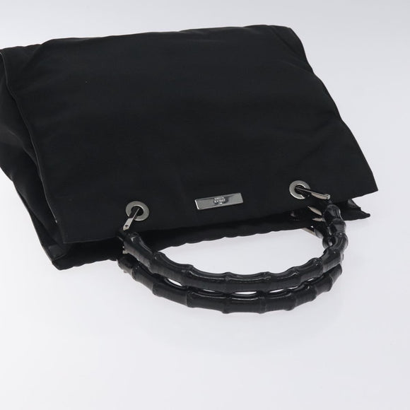 GUCCI Bamboo Hand Bag Canvas Black Silver 002 1016 Auth 129394