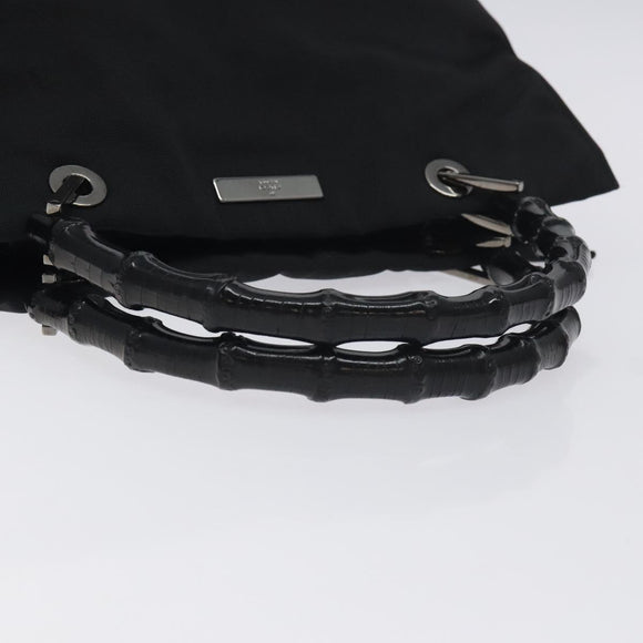GUCCI Bamboo Hand Bag Canvas Black Silver 002 1016 Auth 129394
