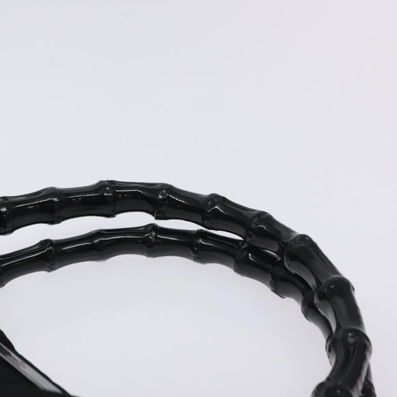 GUCCI Bamboo Hand Bag Canvas Black Silver 002 1016 Auth 129394