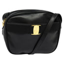 Salvatore Ferragamo Vala Shoulder Bag Leather Black Gold Auth 129395-1