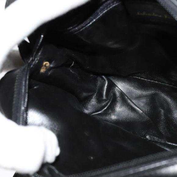 Salvatore Ferragamo Vala Shoulder Bag Leather Black Gold Auth 129395