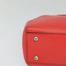 MCM Hand Bag Leather 2way Red Silver Auth 129397-9