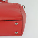 MCM Hand Bag Leather 2way Red Silver Auth 129397-14