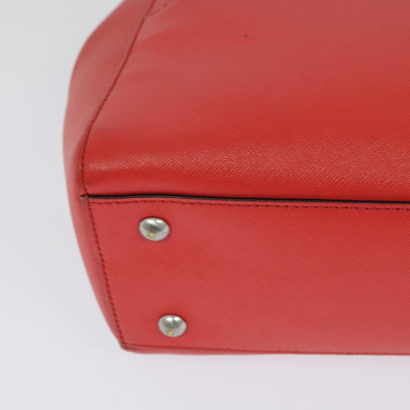 MCM Hand Bag Leather 2way Red Silver Auth 129397