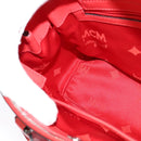 MCM Hand Bag Leather 2way Red Silver Auth 129397-19