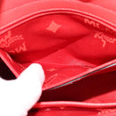 MCM Hand Bag Leather 2way Red Silver Auth 129397-20