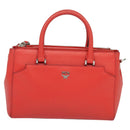 MCM Hand Bag Leather 2way Red Silver Auth 129397-13
