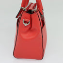 MCM Hand Bag Leather 2way Red Silver Auth 129397-3
