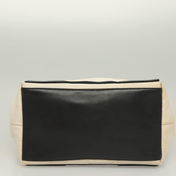 BALENCIAGA Navy Cabas S Hand Bag Canvas Black White 339933 Auth 129400