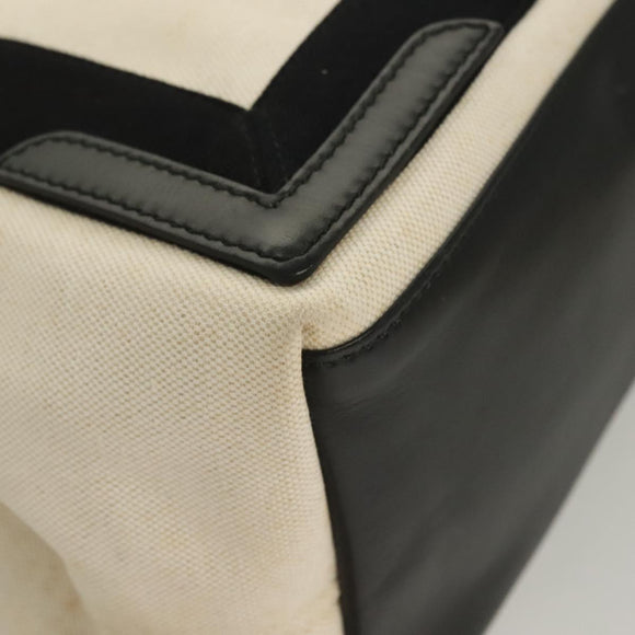 BALENCIAGA Navy Cabas S Hand Bag Canvas Black White 339933 Auth 129400