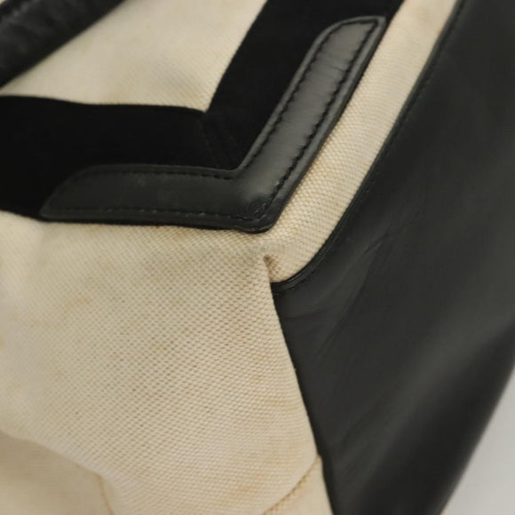 BALENCIAGA Navy Cabas S Hand Bag Canvas Black White 339933 Auth 129400