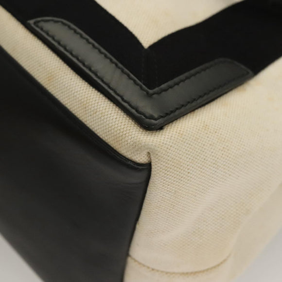 BALENCIAGA Navy Cabas S Hand Bag Canvas Black White 339933 Auth 129400