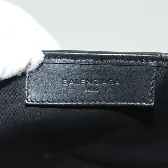 BALENCIAGA Navy Cabas S Hand Bag Canvas Black White 339933 Auth 129400
