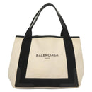 BALENCIAGA Navy Cabas S Hand Bag Canvas Black White 339933 Auth 129400-13