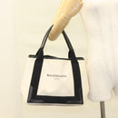BALENCIAGA Navy Cabas S Hand Bag Canvas Black White 339933 Auth 129400-24