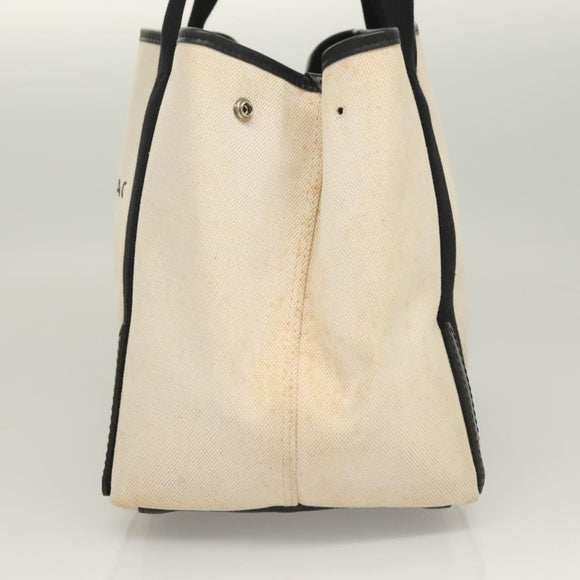 BALENCIAGA Navy Cabas S Hand Bag Canvas Black White 339933 Auth 129400