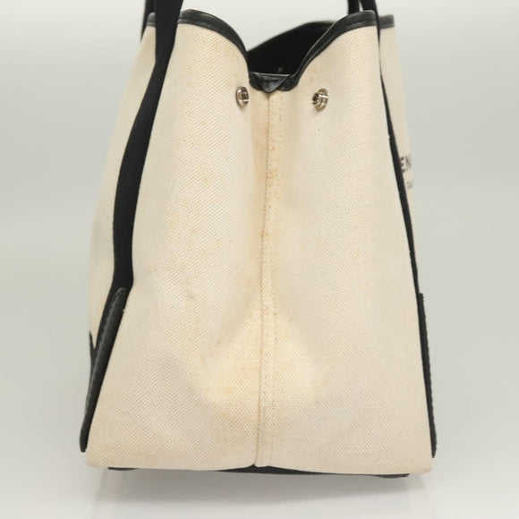 BALENCIAGA Navy Cabas S Hand Bag Canvas Black White 339933 Auth 129400