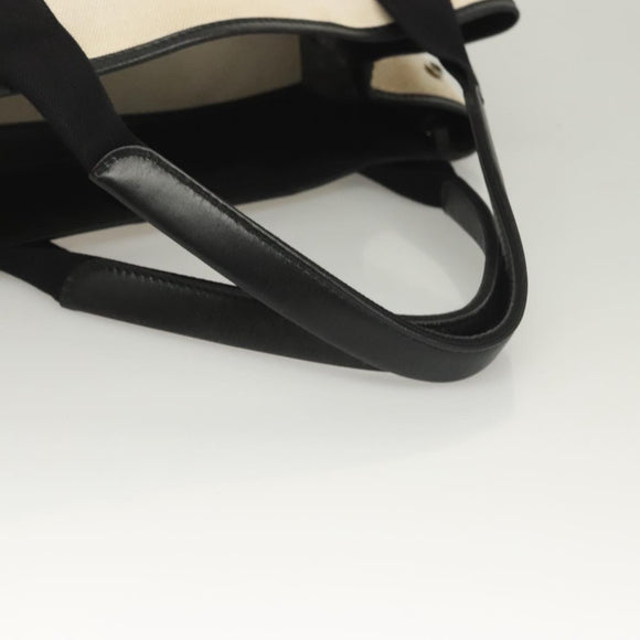 BALENCIAGA Navy Cabas S Hand Bag Canvas Black White 339933 Auth 129400