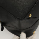 MCM Studs Hand Bag Leather 2way Black Gold Auth 129401-12