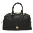 MCM Studs Hand Bag Leather 2way Black Gold Auth 129401-2