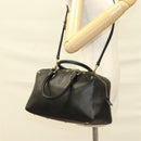 MCM Studs Hand Bag Leather 2way Black Gold Auth 129401-23