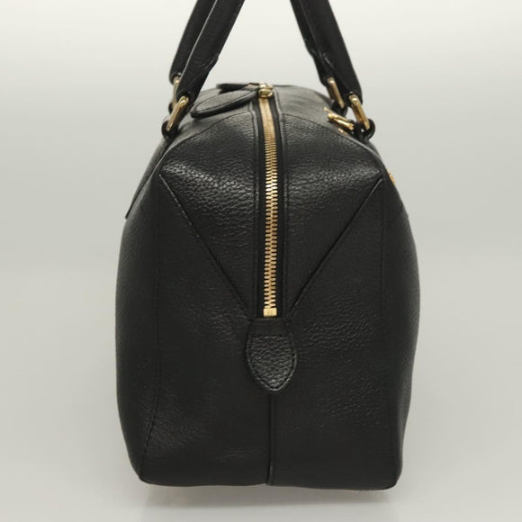 MCM Studs Hand Bag Leather 2way Black Gold Auth 129401