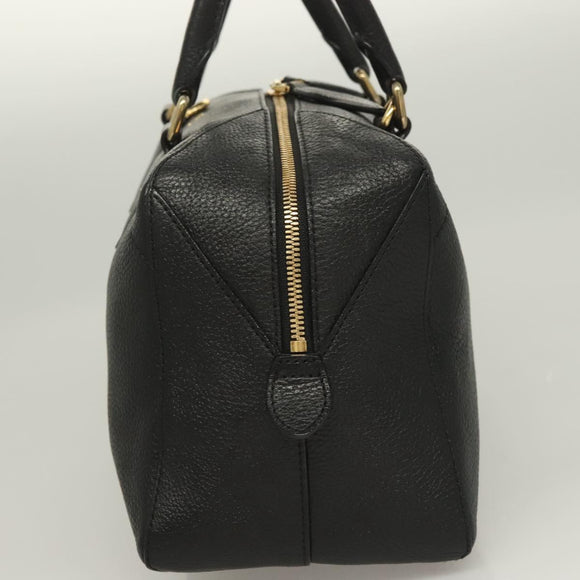 MCM Studs Hand Bag Leather 2way Black Gold Auth 129401