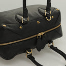 MCM Studs Hand Bag Leather 2way Black Gold Auth 129401-6