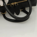 MCM Studs Hand Bag Leather 2way Black Gold Auth 129401-7