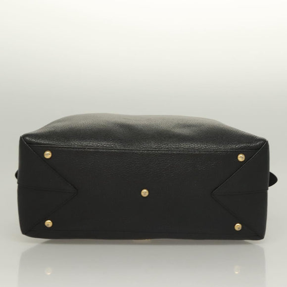 MCM Studs Hand Bag Leather 2way Black Gold Auth 129401