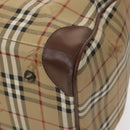 Burberrys Nova Check Boston Bag PVC Leather Beige Gold Auth 129404-14