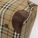 Burberrys Nova Check Boston Bag PVC Leather Beige Gold Auth 129404-16