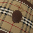 Burberrys Nova Check Boston Bag PVC Leather Beige Gold Auth 129404-17