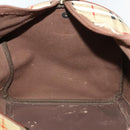 Burberrys Nova Check Boston Bag PVC Leather Beige Gold Auth 129404-19