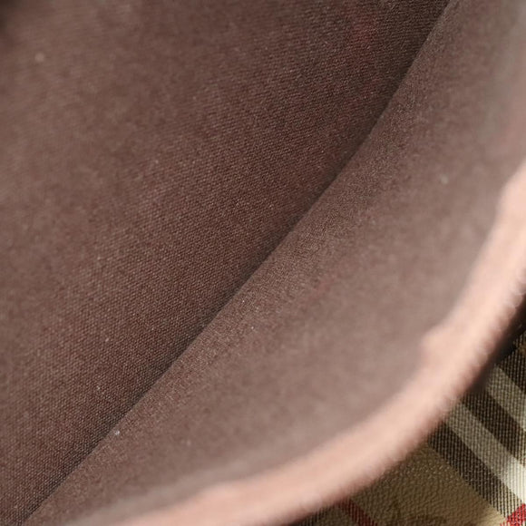 Burberrys Nova Check Boston Bag PVC Leather Beige Gold Auth 129404