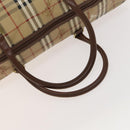 Burberrys Nova Check Boston Bag PVC Leather Beige Gold Auth 129404-7