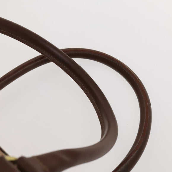 Burberrys Nova Check Boston Bag PVC Leather Beige Gold Auth 129404