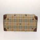 Burberrys Nova Check Boston Bag PVC Leather Beige Gold Auth 129404-5