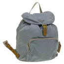 PRADA Backpack Nylon Light Blue Silver Auth 129415-1
