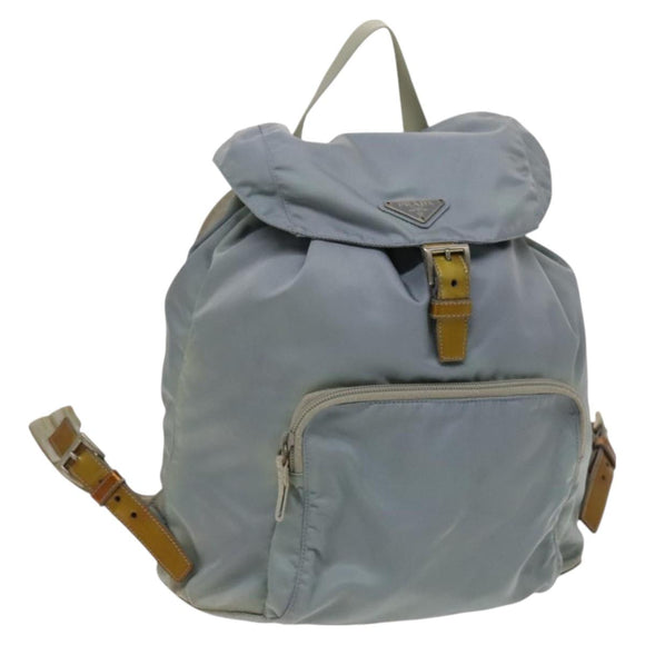 PRADA Backpack Nylon Light Blue Silver Auth 129415