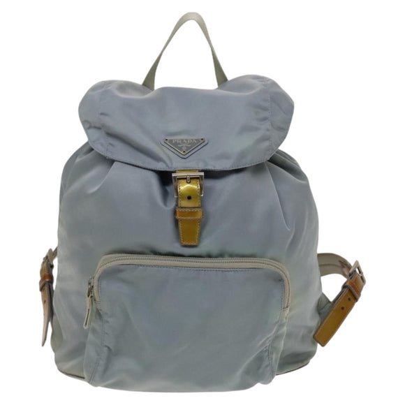 PRADA Backpack Nylon Light Blue Silver Auth 129415