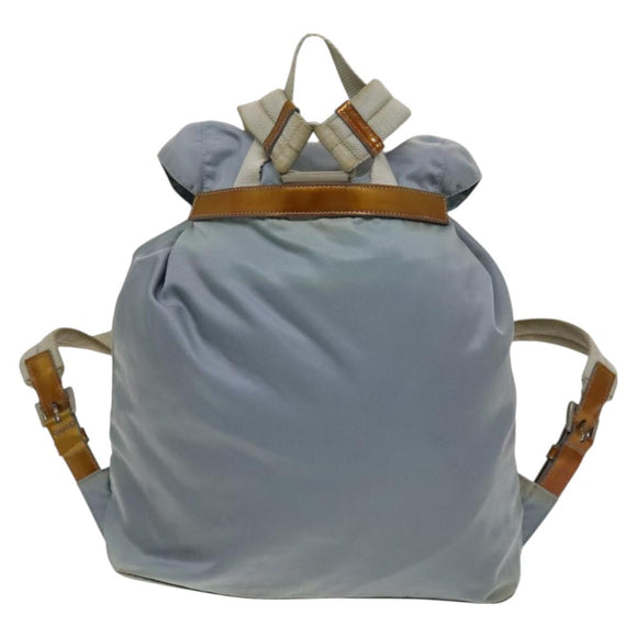 PRADA Backpack Nylon Light Blue Silver Auth 129415