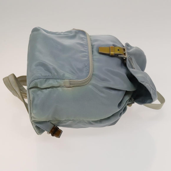 PRADA Backpack Nylon Light Blue Silver Auth 129415